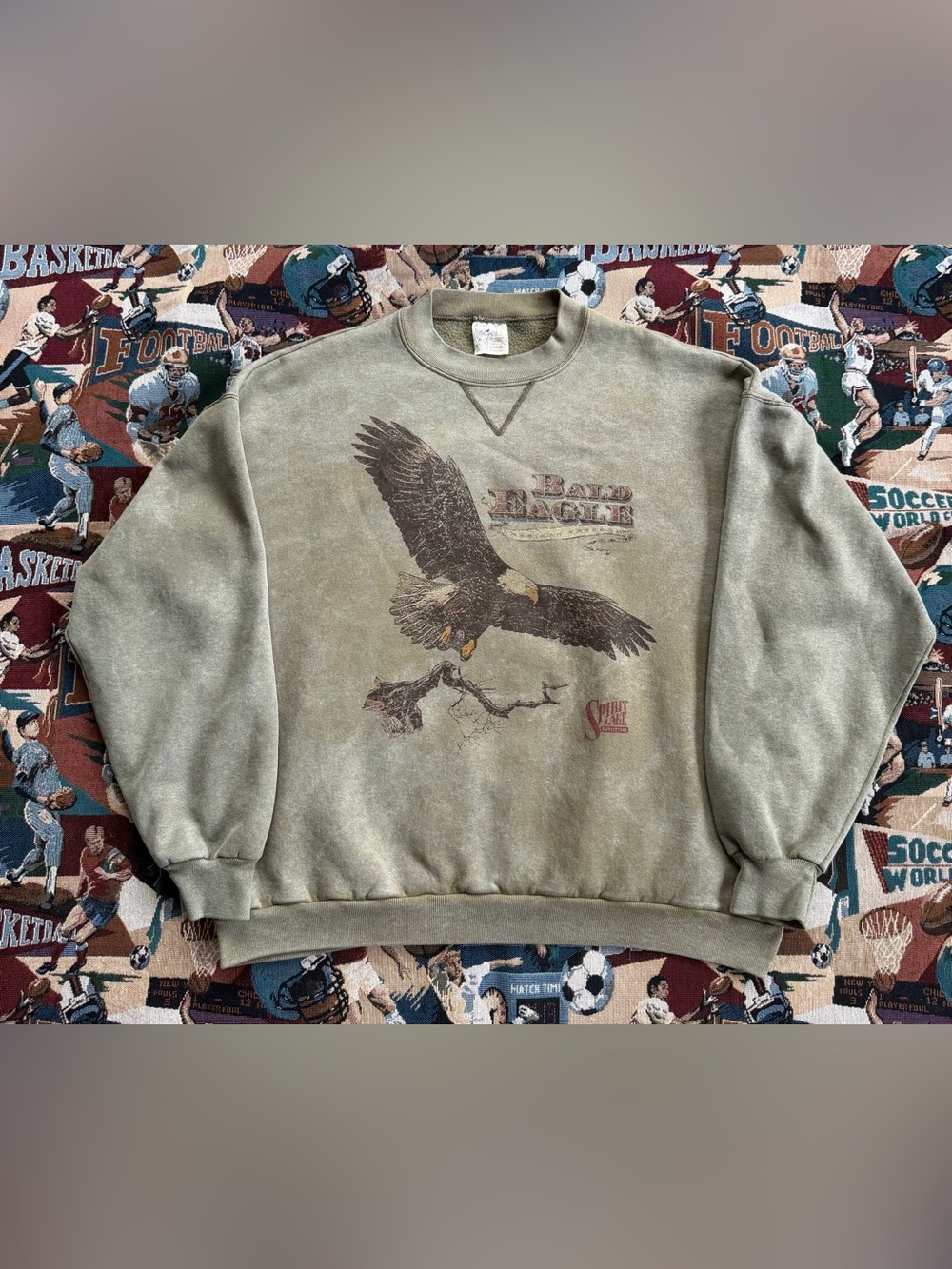 Vintage 90s Men’s Bald Eagle Wildlife Brown Graphic Sweatshirt